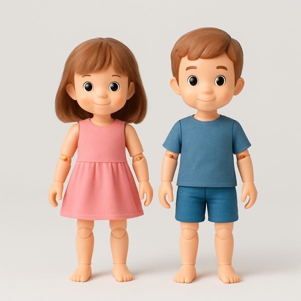 Boneca e boneco articulado — imagem ilustrativa