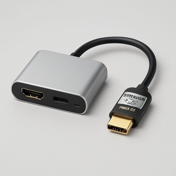 Adaptador USB-C para HDMI e dock multiporta — imagem ilustrativa