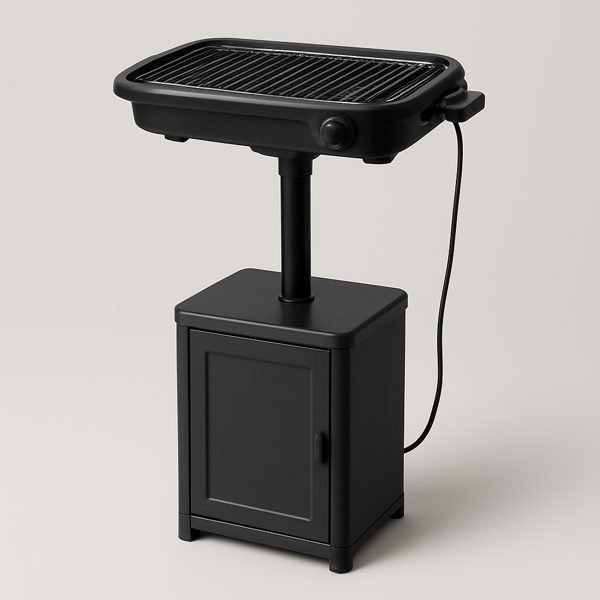 Churrasqueira elétrica com pedestal ou gabinete — imagem ilustrativa