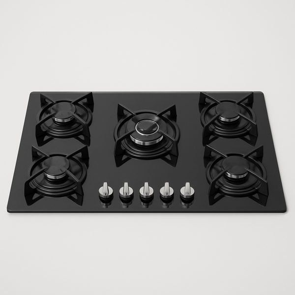 Cooktop a gás de 5 bocas com tripla chama — imagem ilustrativa