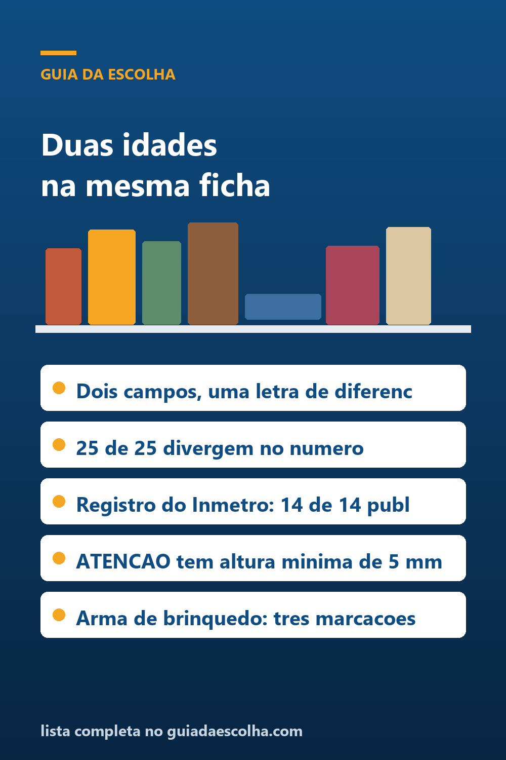 Brinquedo: a mesma ficha traz duas faixas etárias diferentes, e a que a norma cobra é a da embalagem — Guia da Escolha