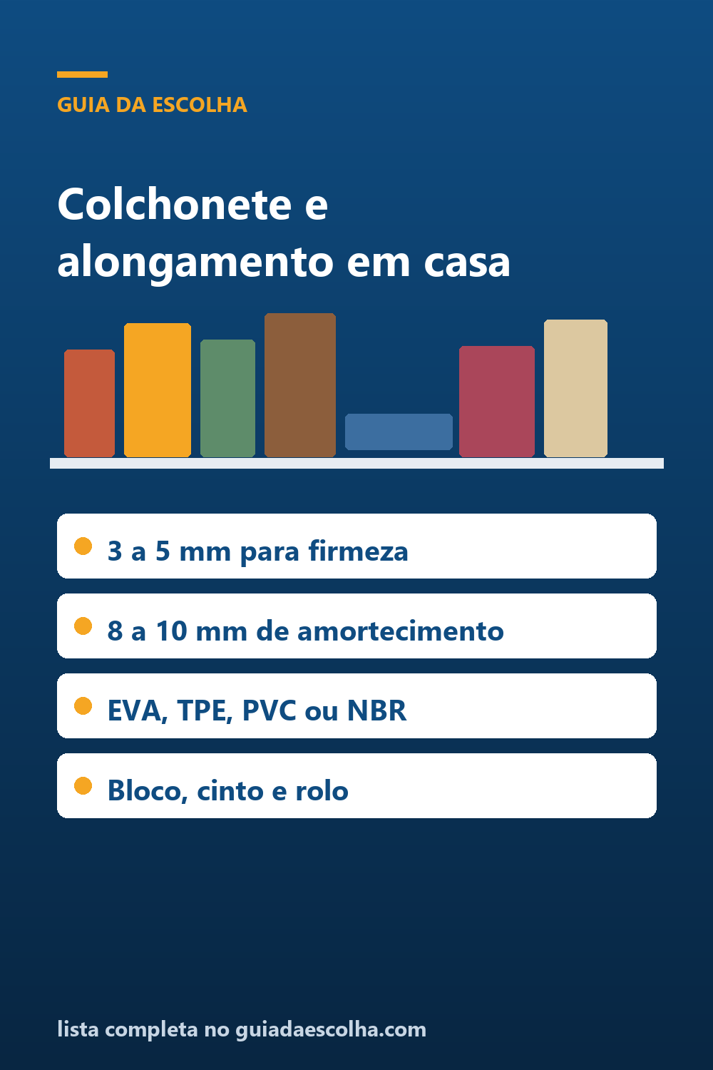 Colchonete e acessórios de alongamento: como escolher pela espessura, pelo material e pela aderência — Guia da Escolha