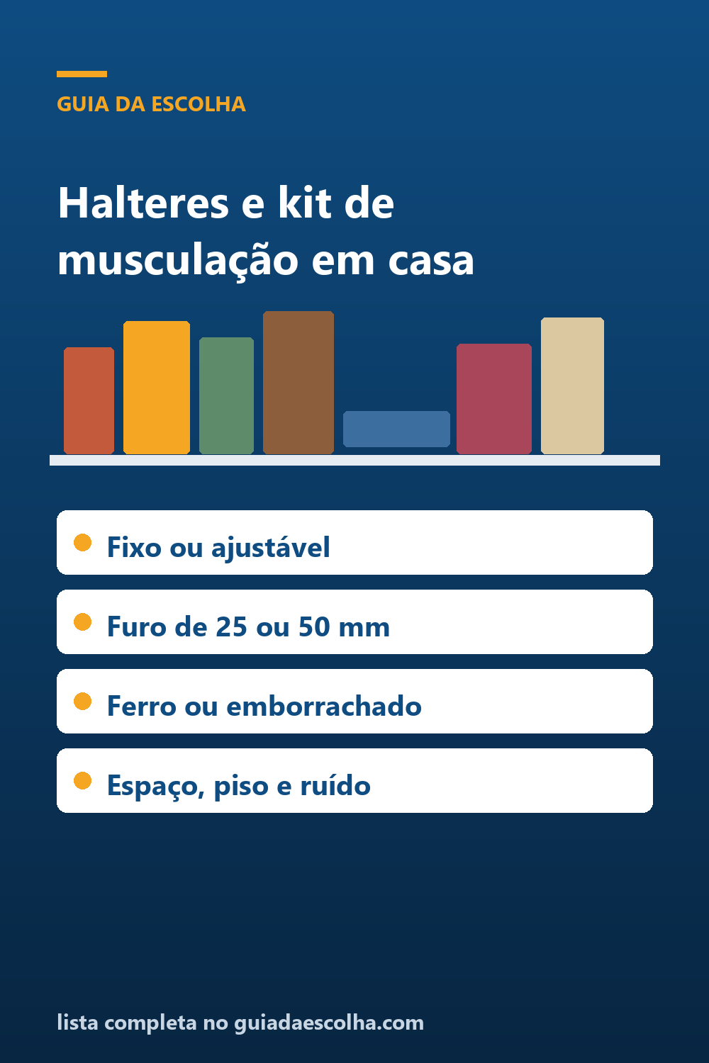 Halteres e kit de musculação em casa: como escolher o peso, o encaixe da barra e o custo por quilo — Guia da Escolha