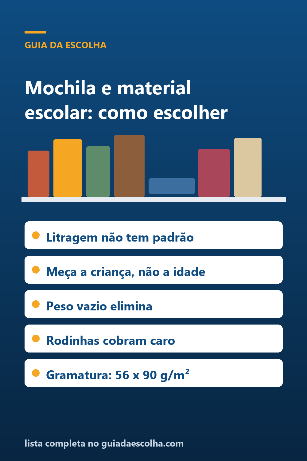 Mochila e material escolar: como escolher pelo tamanho da criança, pelo peso vazio e pelo que dura até o fim do ano — Guia da Escolha