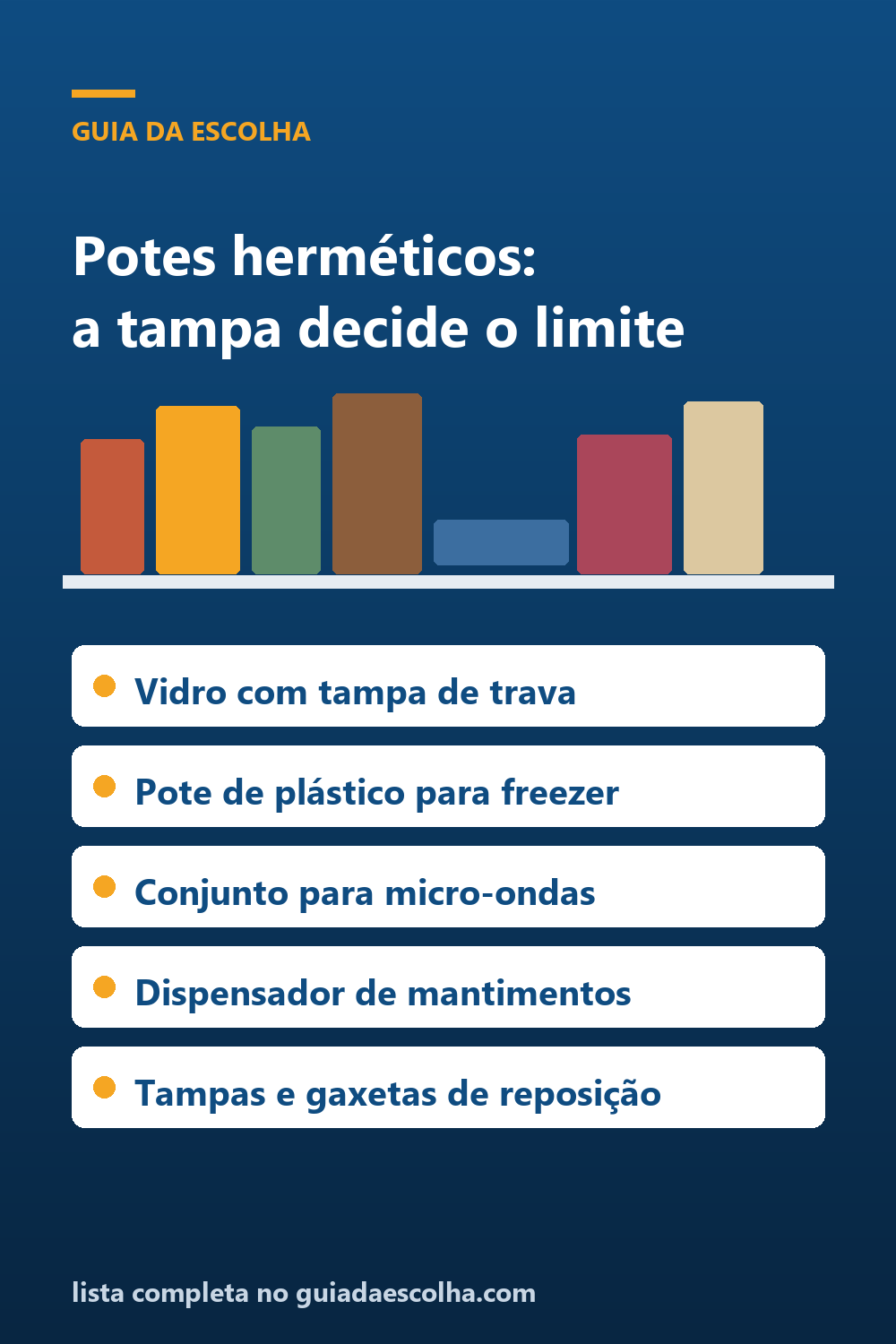 Potes herméticos: a tampa decide o limite, não o vidro — Guia da Escolha
