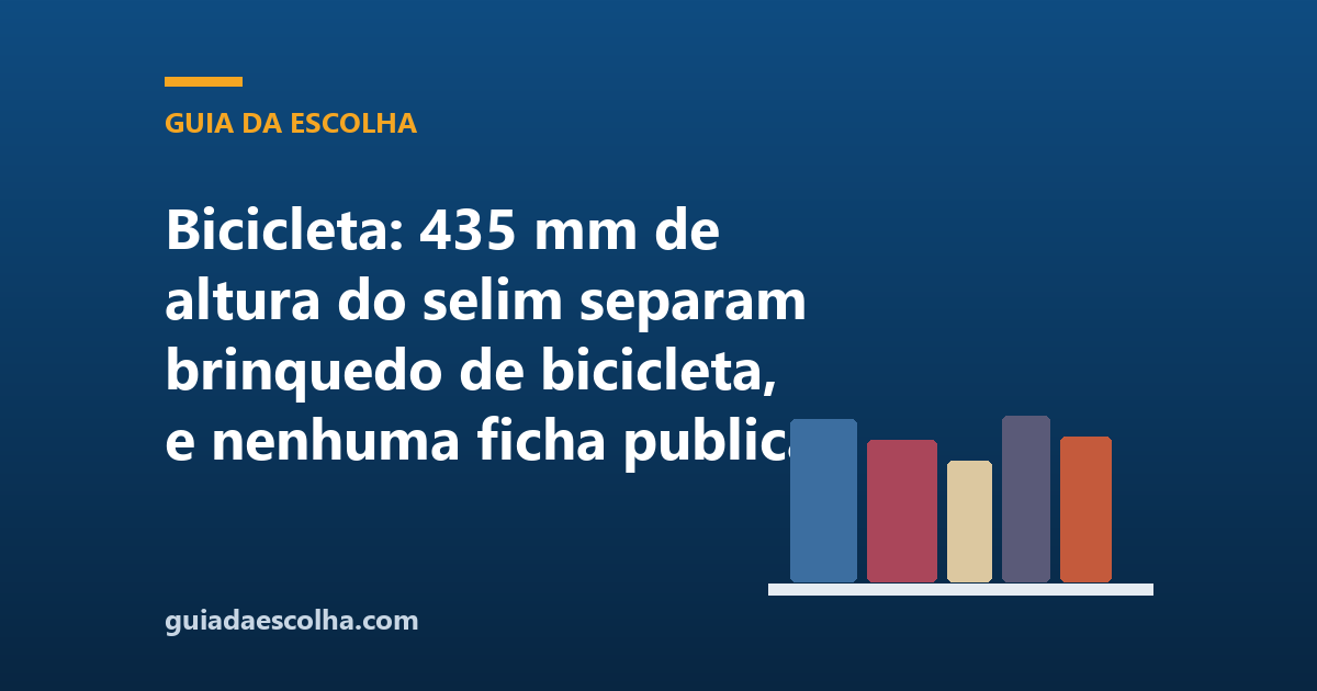 Bicicleta: 435 mm de altura do selim separam brinquedo de bicicleta, e nenhuma ficha publica essa medida