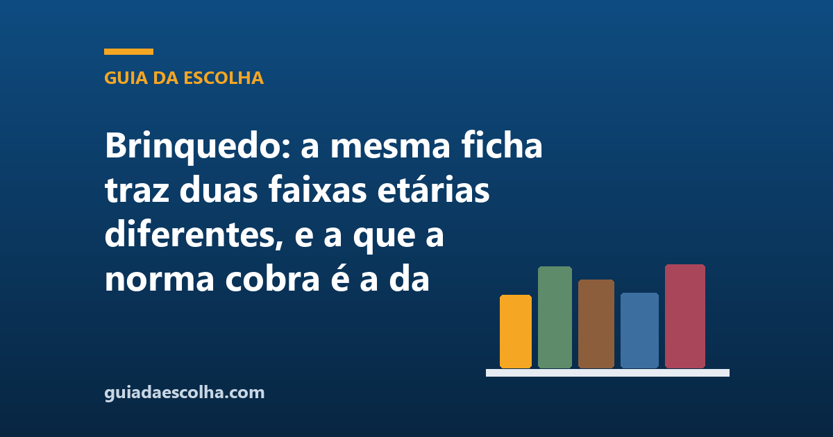 Brinquedo: a mesma ficha traz duas faixas etárias diferentes, e a que a norma cobra é a da embalagem