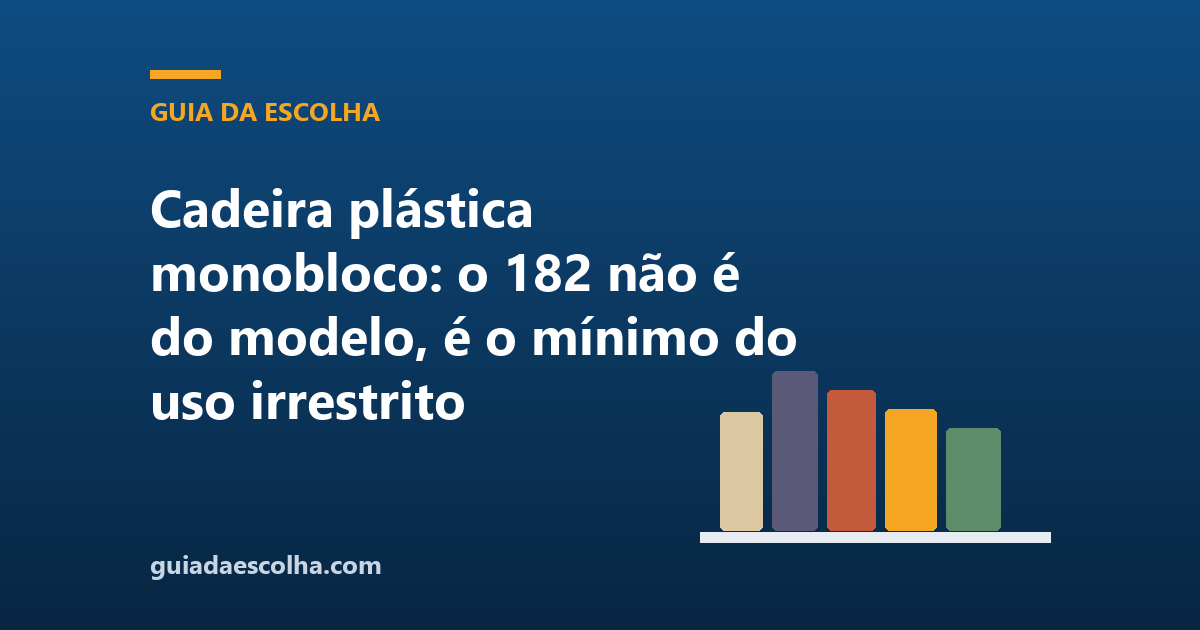 Cadeira plástica monobloco: o 182 não é do modelo, é o mínimo do uso irrestrito