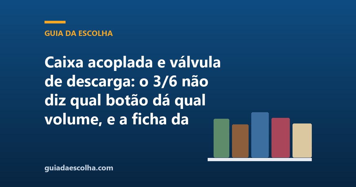 Caixa acoplada e válvula de descarga: o 3/6 não diz qual botão dá qual volume, e a ficha da bacia mede em polegada