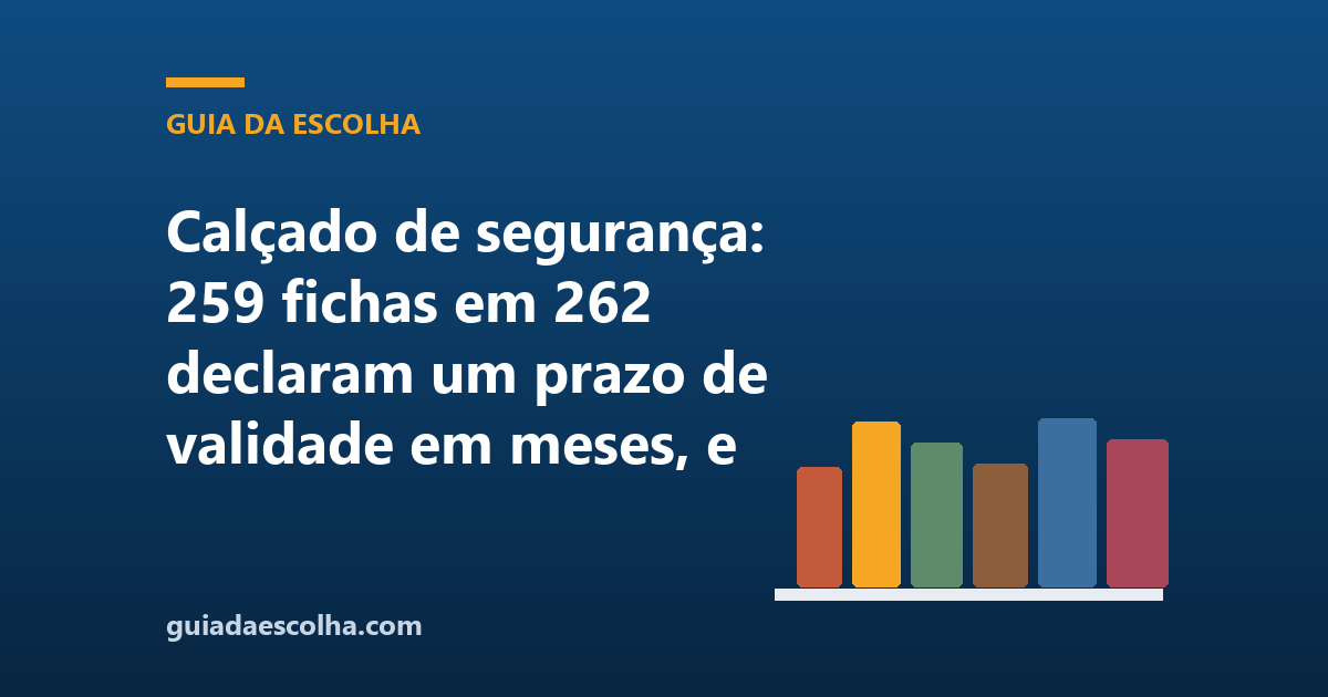 Calçado de segurança: 259 fichas em 262 declaram um prazo de validade em meses, e nenhuma diz de quando esse prazo conta