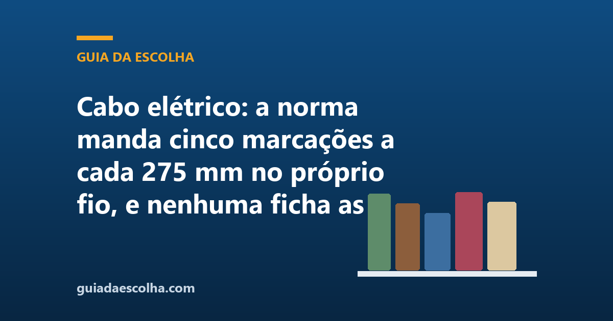 Cabo elétrico: a norma manda cinco marcações a cada 275 mm no próprio fio, e nenhuma ficha as mostra