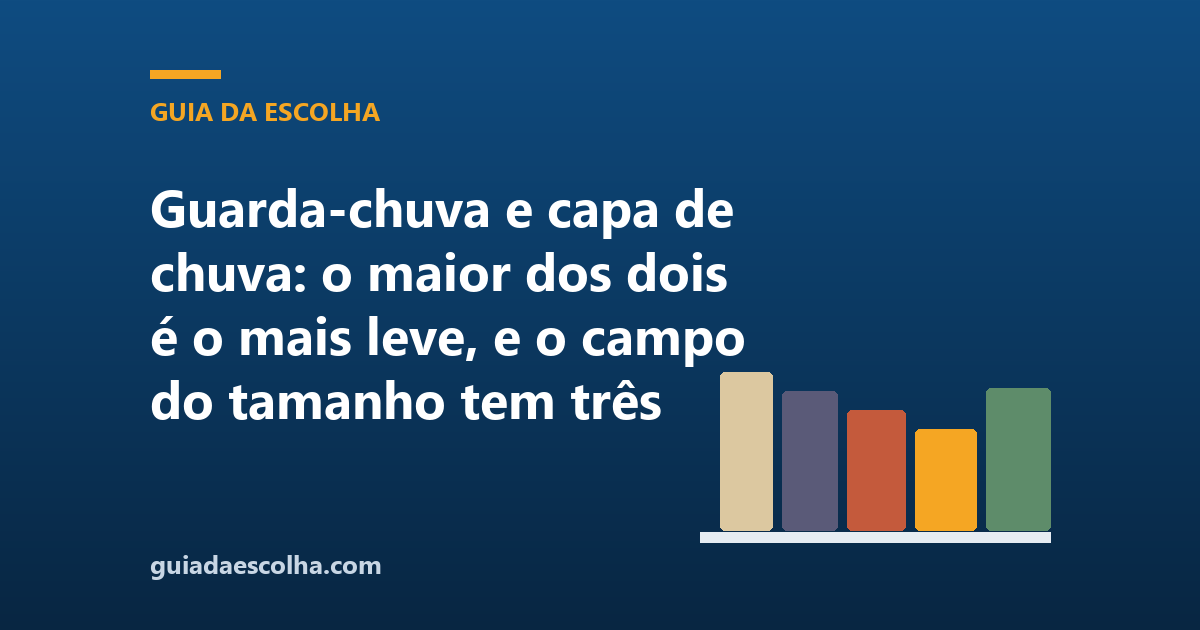Guarda-chuva e capa de chuva: o maior dos dois é o mais leve, e o campo do tamanho tem três nomes