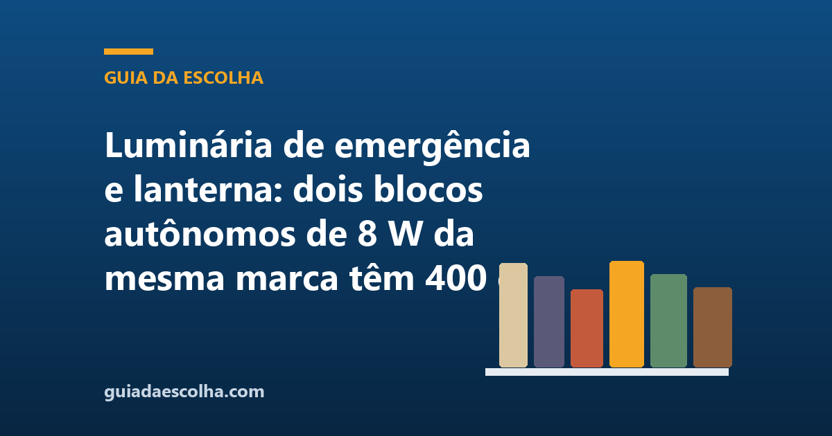 Luminária de emergência e lanterna: dois blocos autônomos de 8 W da mesma marca têm 400 e 1.200 lúmens