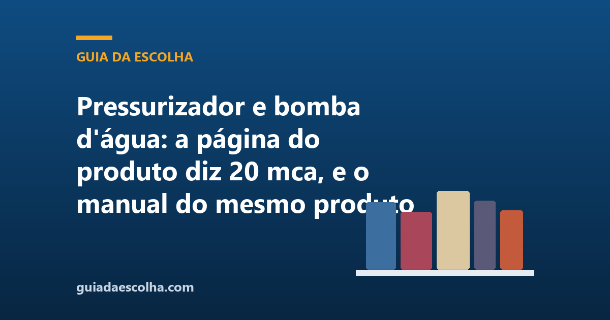 Pressurizador e bomba d’água: a página do produto diz 20 mca, e o manual do mesmo produto diz 13, 18 e 21
