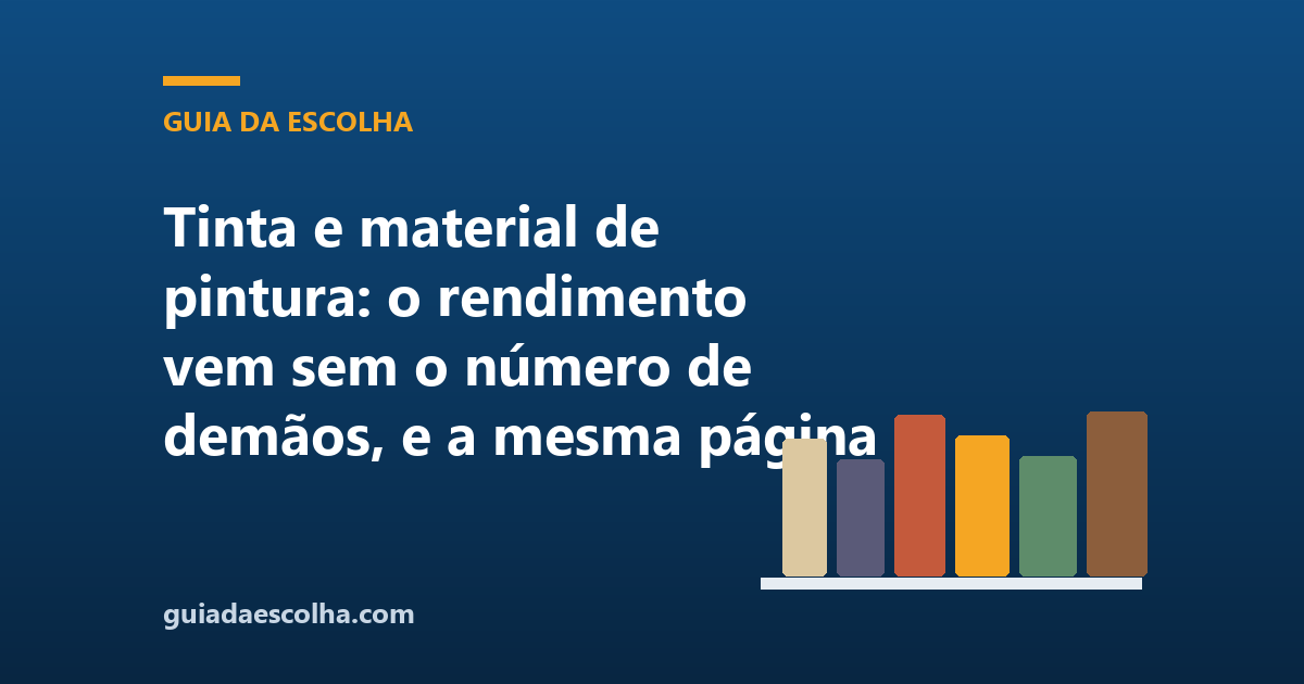 Tinta e material de pintura: o rendimento vem sem o número de demãos, e a mesma página pede duas ou três