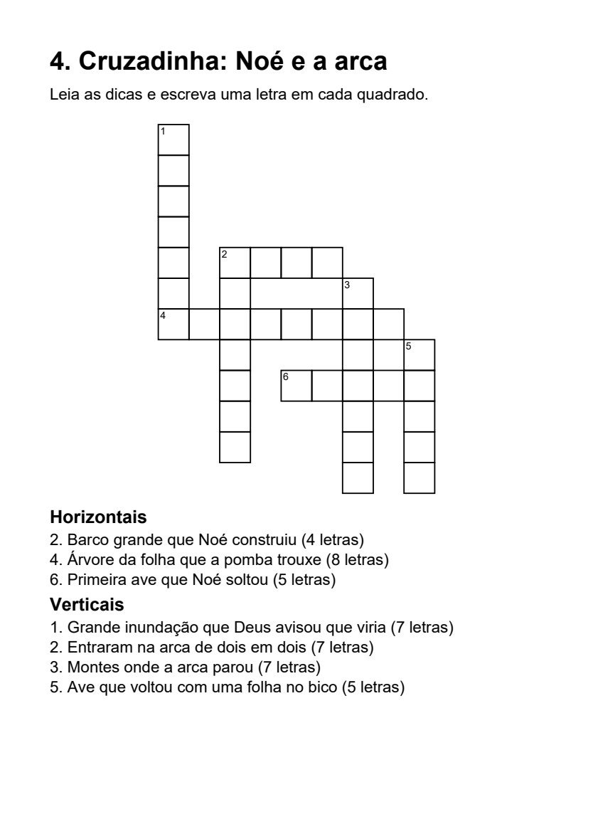 Cruzadinha da história de Noé