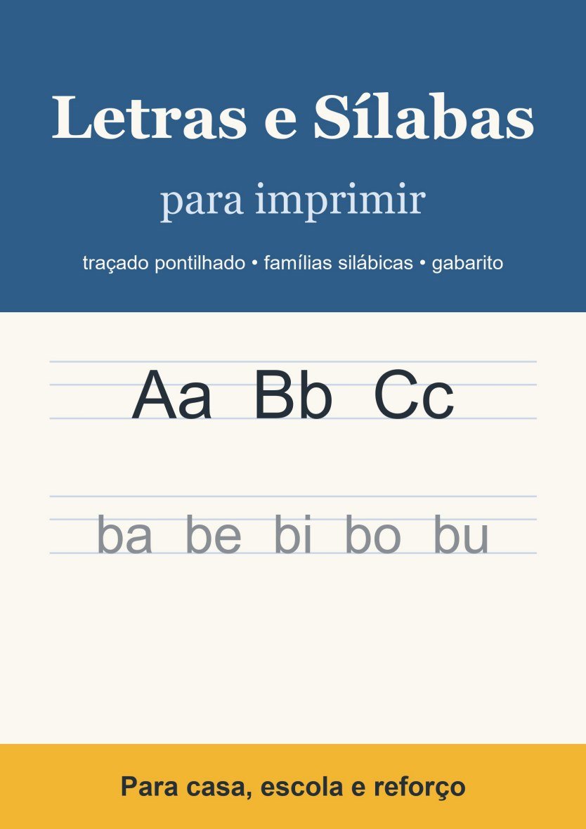 Capa do caderno Letras e Sílabas para Imprimir