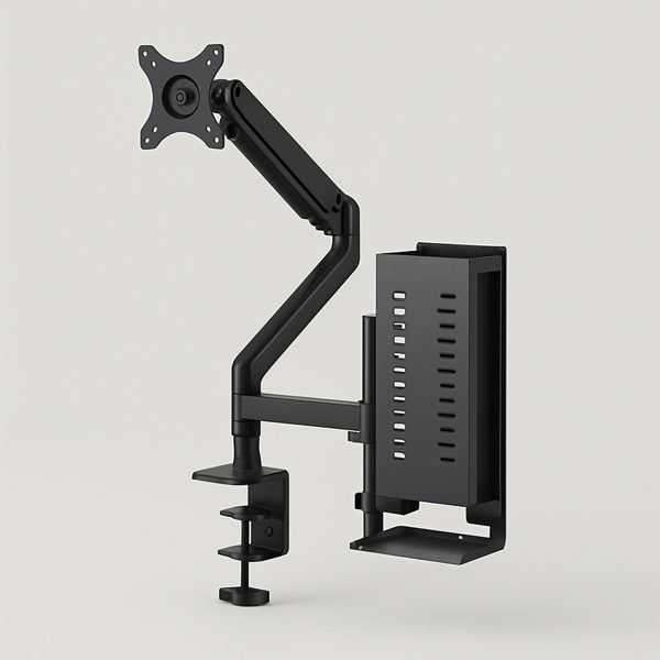 Braço de monitor e suporte de CPU — imagem ilustrativa