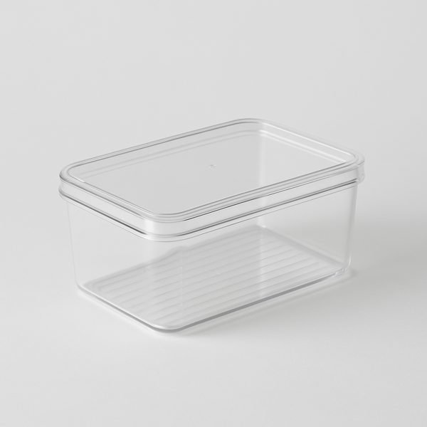 Organizador de geladeira transparente com tampa — imagem ilustrativa
