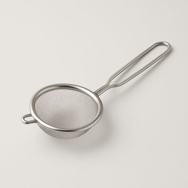 Peneira de aço inox com cabo — imagem ilustrativa