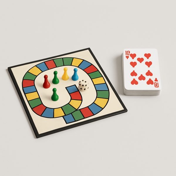 Jogo de tabuleiro e jogo de cartas — imagem ilustrativa