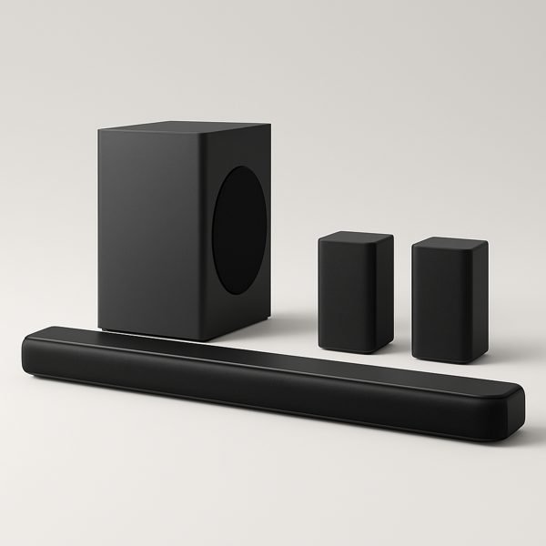 Soundbar 5.1 e kit com caixas traseiras — imagem ilustrativa