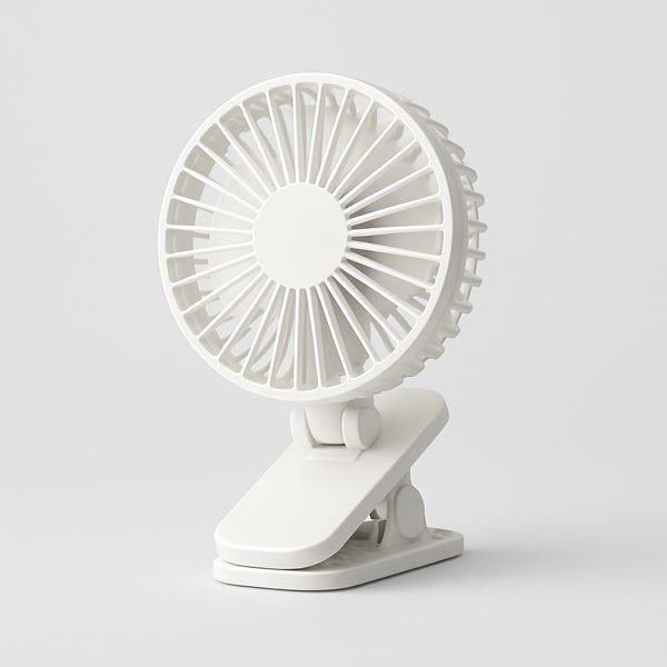 Ventilador portátil recarregável, de clipe ou USB — imagem ilustrativa
