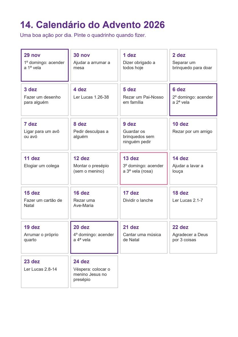 Calendário do Advento 2026