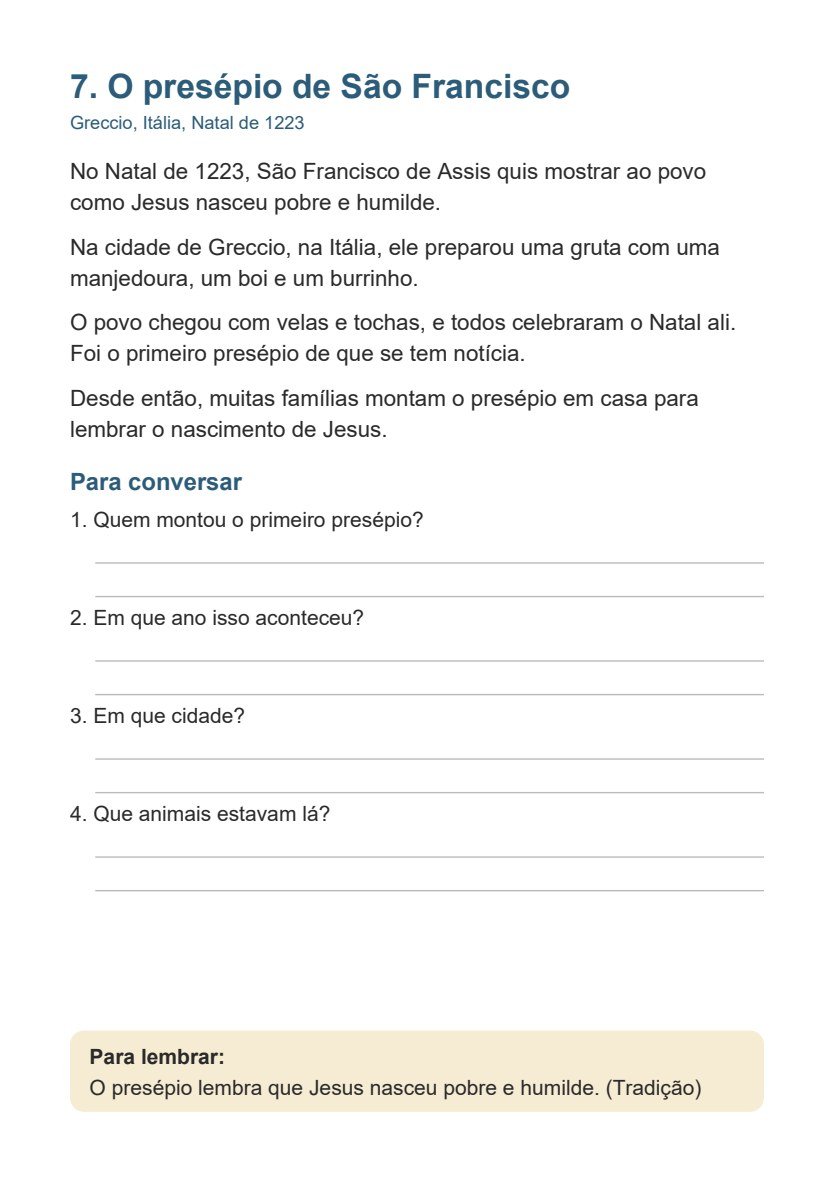 Página O presépio de São Francisco