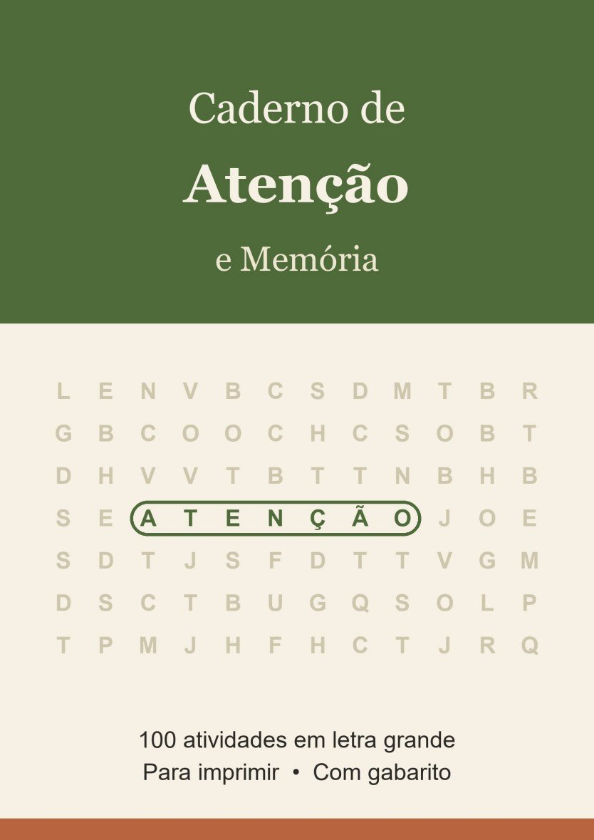 Capa do Caderno de Atenção e Memória em Letra Grande