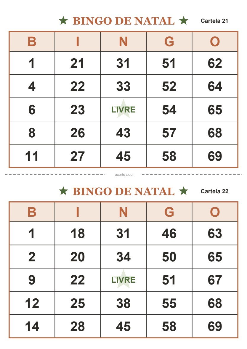 Cartelas de números
