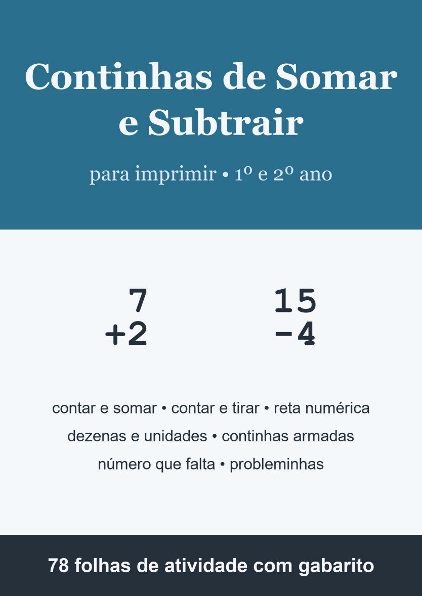 Capa de Continhas de Somar e Subtrair para Imprimir