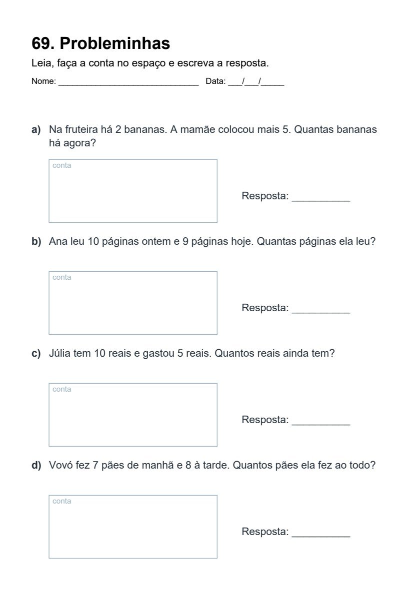 Folha de probleminhas