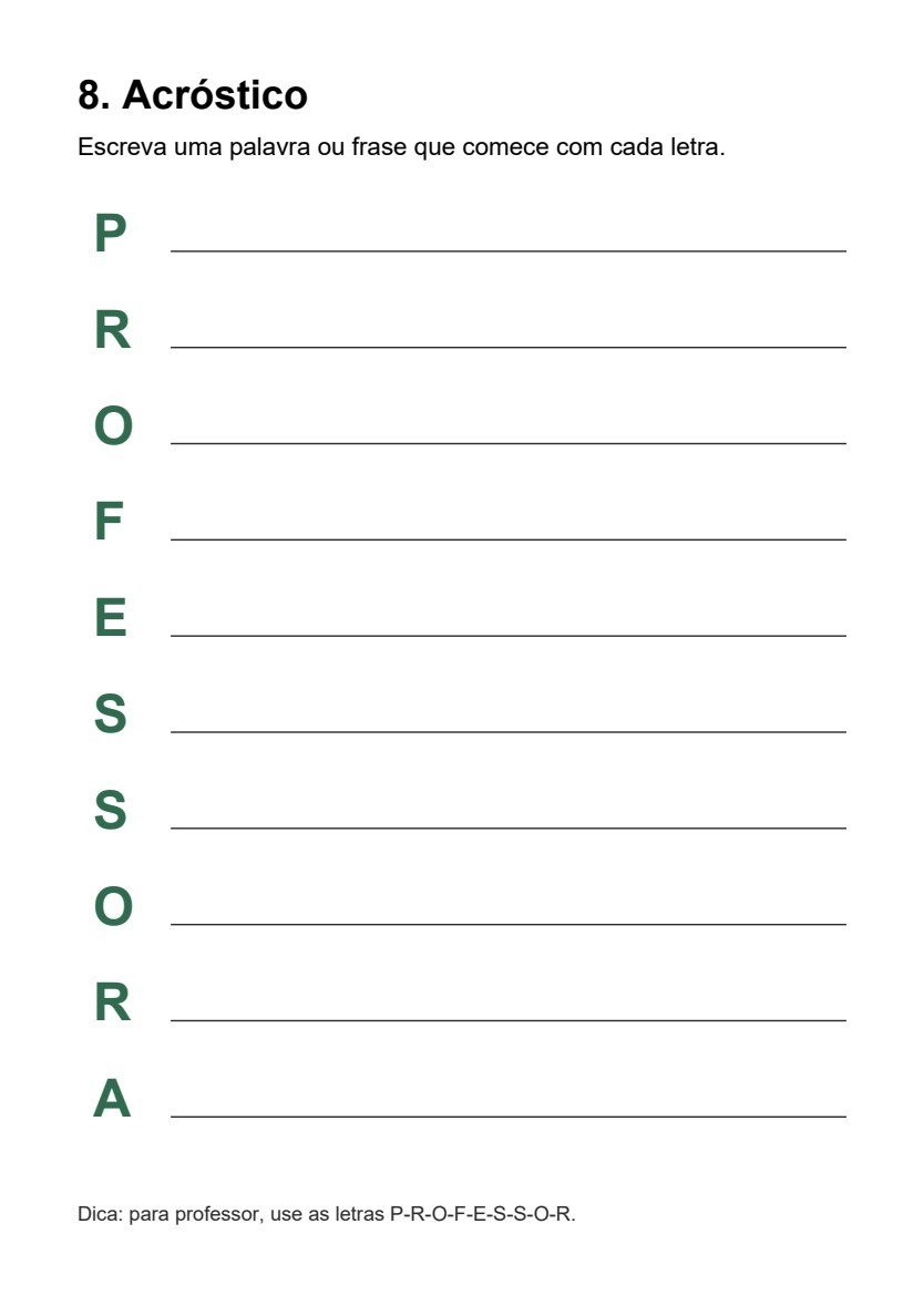 Acróstico PROFESSORA
