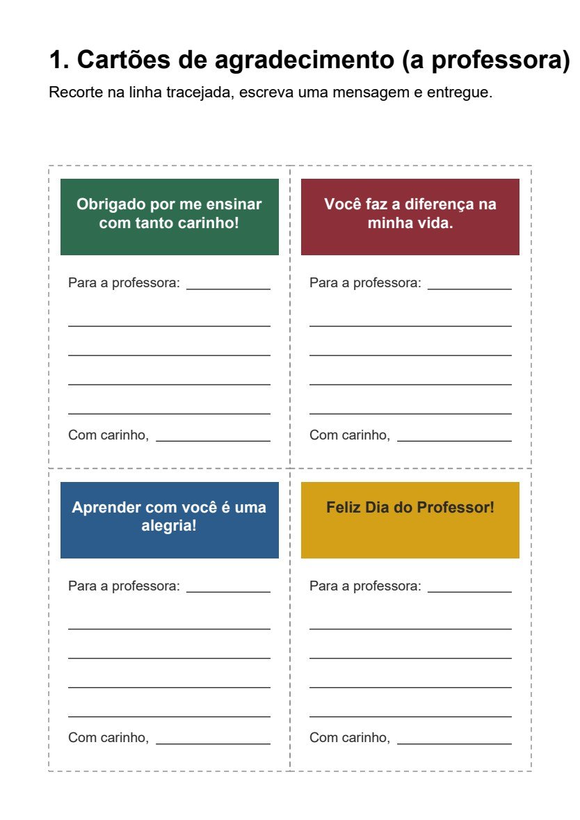 Cartões de agradecimento para recortar