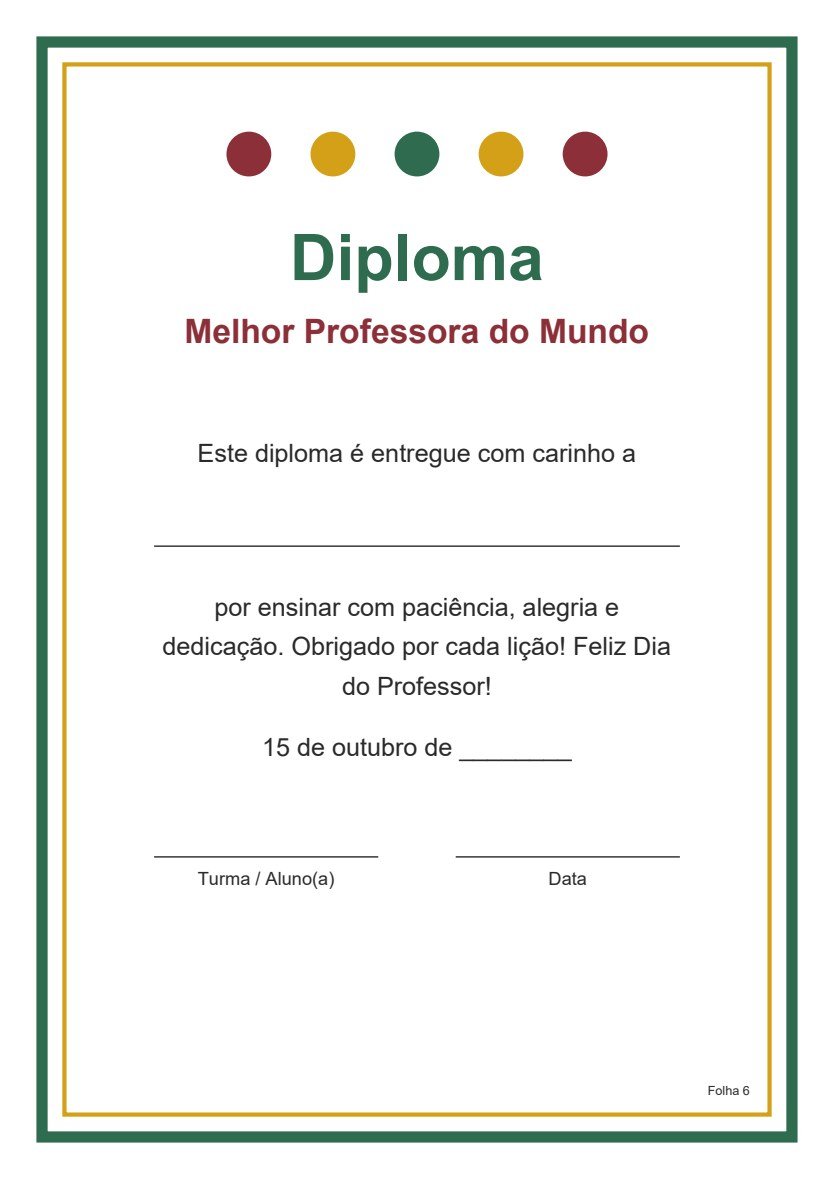 Diploma Melhor Professora do Mundo