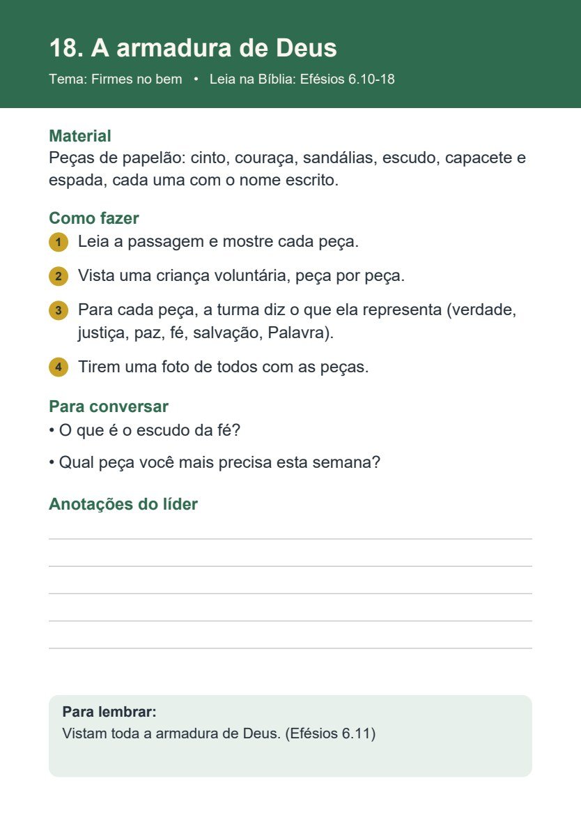 Dinâmica A armadura de Deus