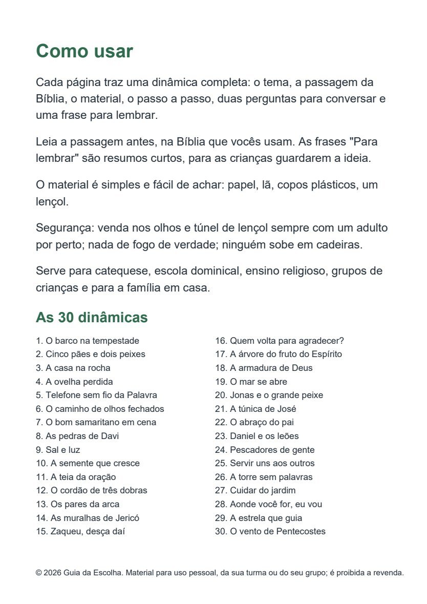 Página Como usar com o índice