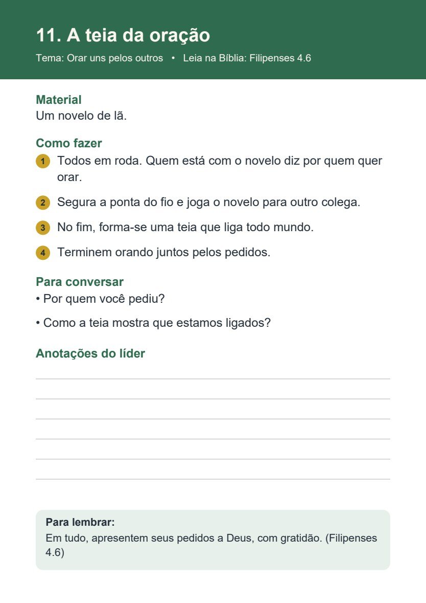 Dinâmica A teia da oração