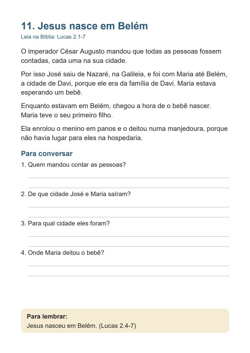 Atividade de Natal bíblica para imprimir: Jesus nasce em Belém (grátis)