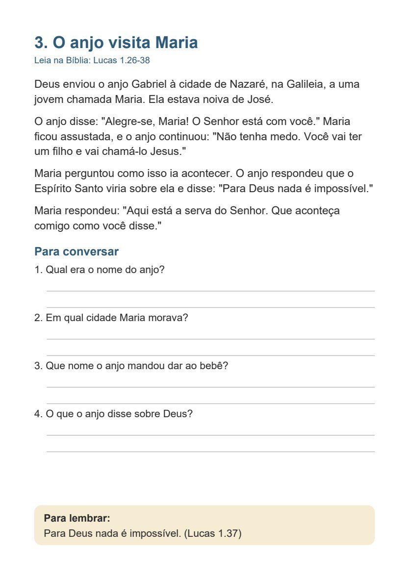 História O anjo visita Maria