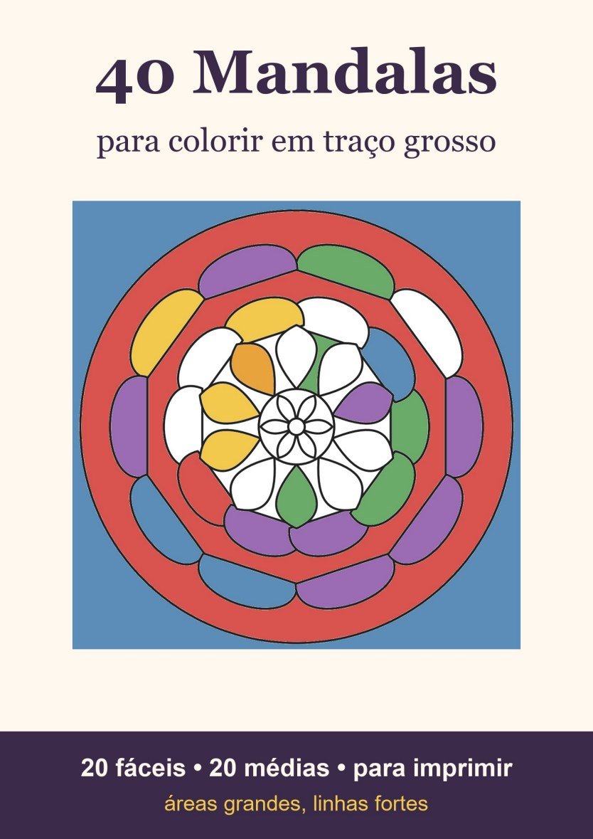Capa de 40 Mandalas para Colorir em Traço Grosso