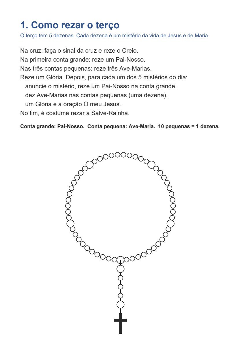 Página Como rezar o terço