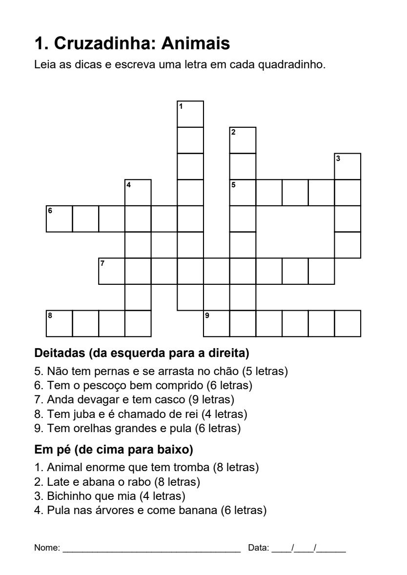 Cruzadinha de animais