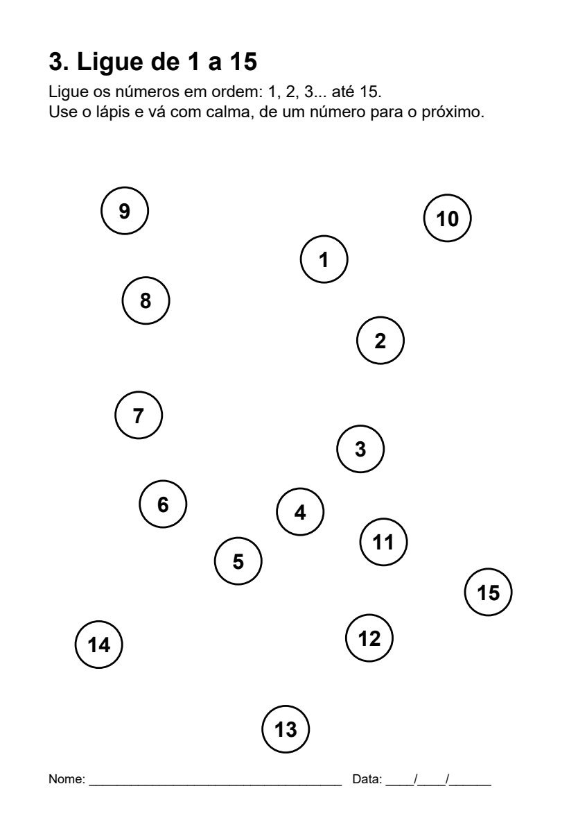 Ligue os números de 1 a 15