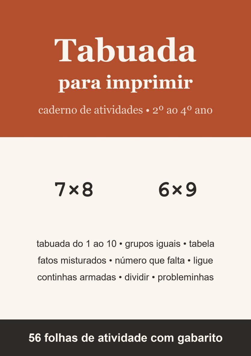 Capa da Tabuada para Imprimir